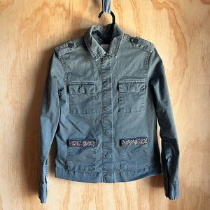 a new day Olive Green Military-style Jacket with Beaded Pockets
